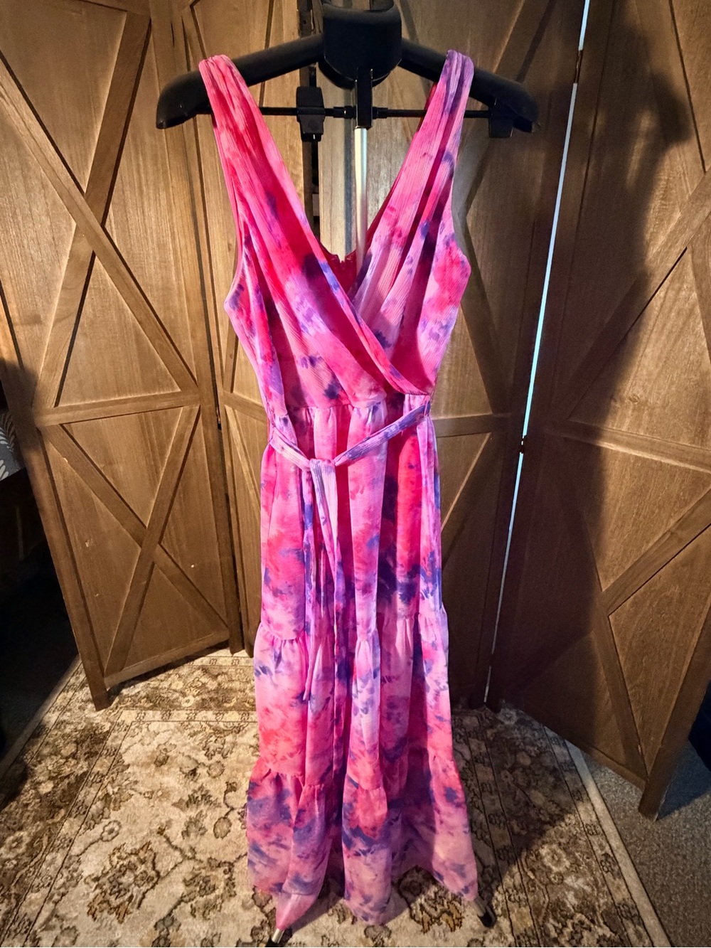 DKNY Pink & Purple Tie-Dye Maxi Dress